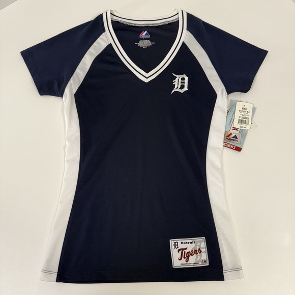 Women's S/XS Detroit Tigers Baseball V-neck T-shirt Soft Top Short Sleeve Game - Picture 1 of 8